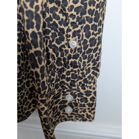 J Crew Blouse Women's XL Cheetah Animal Print Button Up Long Sleeve Collared - Picture 4 of 11